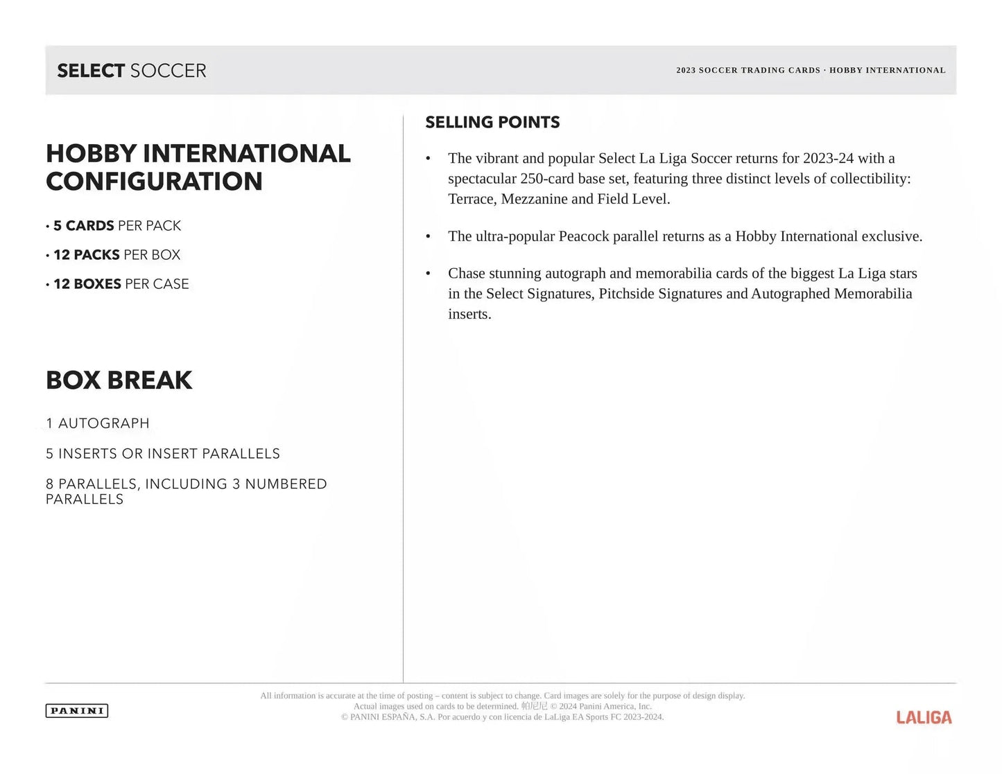 Panini - 2023/24 Select La Liga Football (Soccer) - International Hobby Box