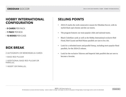 Panini - 2024/25 Obsidian Football (Soccer) - International Hobby Box